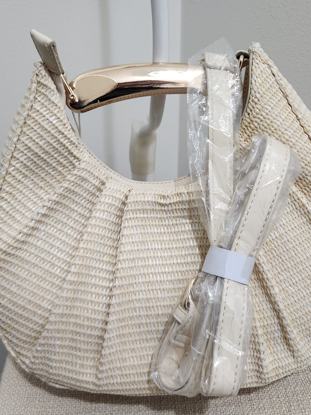 Urban Expressions Cream Woven Hobo Bag with Gold Studs! - Picture 2 of 10